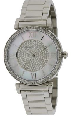 LDS QRTZ SILVER TONE WITH MOP & CRYSTAL DIAL/ CRY BEZEL