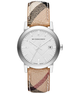 LDS SS SILVER DIAL W BURBERRY STRAP