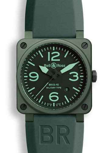 42MM AUTO GREEN CREAMIC CASE BLK DIAL TINTED CRYSTAL GREEN RUBBER STRAP