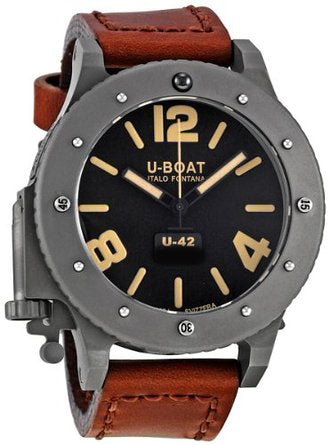 U-42-47MM TITANIUM CASE BRWN STRAP BLK DIAL