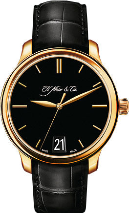 MONARD DATE  ROSE GOLD  BLK DIAL BLK STRAP