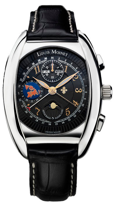 vario graph chron w full moon indicator 24 hr map blk/ charcoal dial w strap 02/02