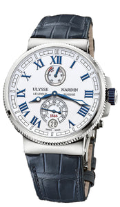 MARINE CHRONOMETER 43MM SW TINANUIM/STEEL WR 100M WH LACQUERED DIAL/ ROMAN# ALLIGATOR STRAP