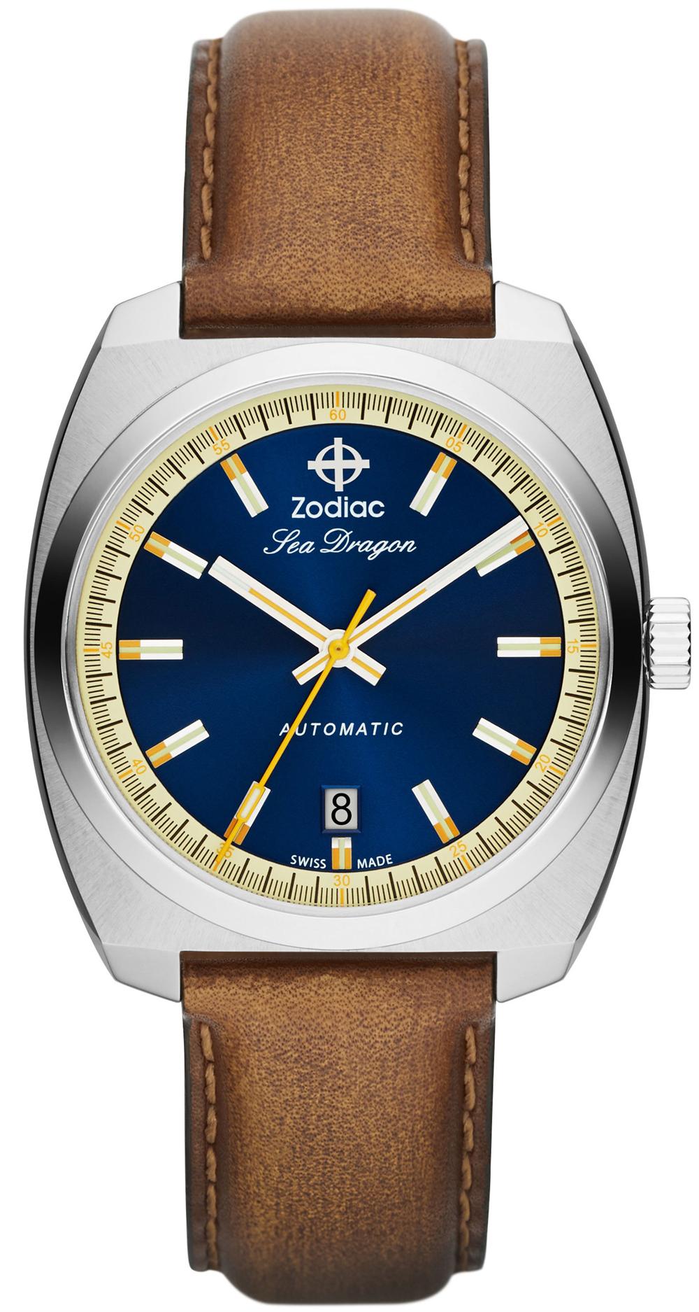 SDRG AUTO NAVY DIAL STEEL CASE WITH BROWN STRAP