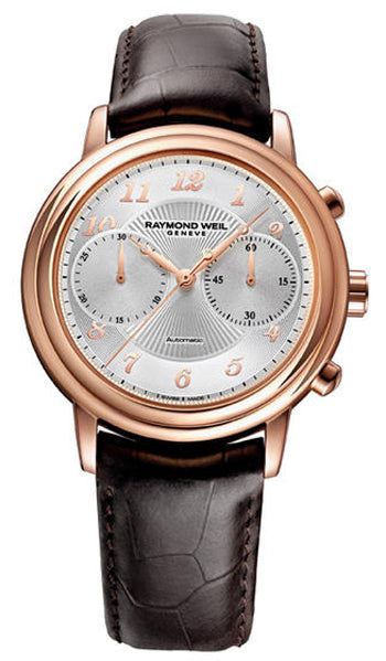 GTS MAESTRO SILVER DIAL ROSE CASE BROWN STRAP