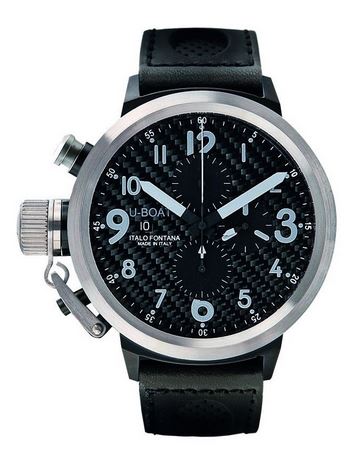 CNERA CASE BLK W STEEL CROWN & BEZEL W BLK LEATHER BAND