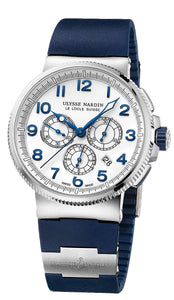 MARINE CHRONOGRAPH 25 JEWEL SW 43MM WR 100M WHITE DIA BLUE RUBBER/TITANUIM STRAP