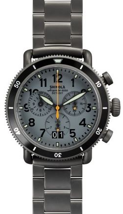RUNWELL SPORT CHRONO CONTRAST 42MM PVD GUNMETAL SANDBLAST PLATING GREY DIAL 20MM BRACELET & BUCKLE