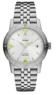 GENTS ZODIAC SEAWOLF ON STEEL BRACELET SILVER DIAL