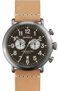 RUNWELL 2 EYE CHRONO 47MM W BROWN /GRAY DIA NATURAL LEATHER STRAP