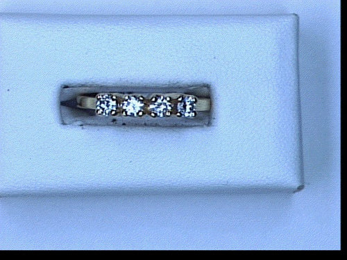 14KT YG 4 STONE PRONG SET BAND