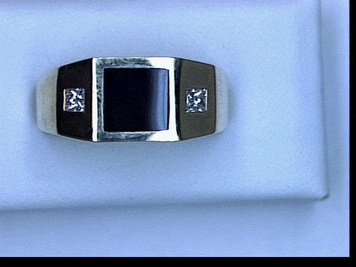 GTS 14KT YG ONYX DIA .26CT TW RING