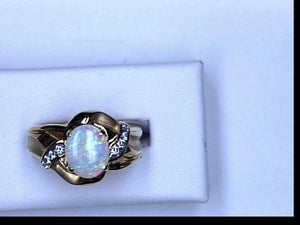 LDS 18KT YG OPAL DIA RING