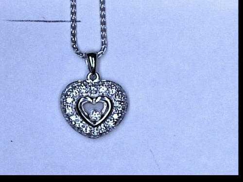 18KT WG .48CTW DIA FLOATING HEART PENDANT NECKLACE