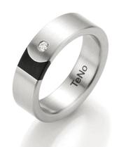 YUNIS 6MM .04CT DIA W BLACK CERAMIC INLAY RING