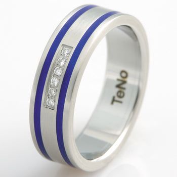 TAMOR W .05CT DIA PAVEE CENTER W 2 BLUE CERAMICE ALL AROUN