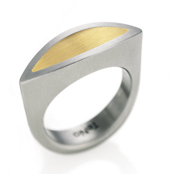 NAVA W 18KT GLD & STEEL RING