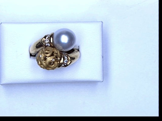 18KT YG DOLPHIN DIA RING NOE MARINA