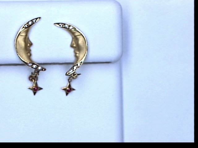 14KT DIA RUBY 1 2 MOON EARRINGS