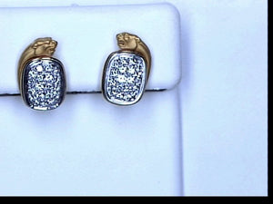 18KT YG PAVE DIA PANTHER EARRINGS