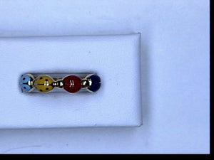 18K YG MULTICOLOR LADYBUG RING PINK BLUE YELLOW GREEN