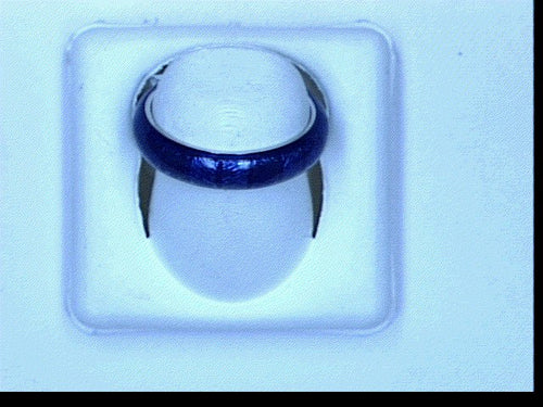 18KT WG 4MM BLUE ENAMEL GOLD BAND