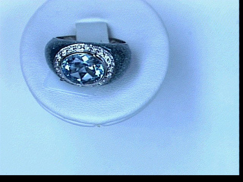 18KT WG .20CT DIA BABY BLUE ENAMEL BL TOPAZ RING